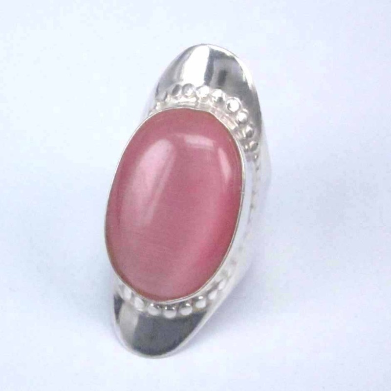 Ring Lanz Stone 15x20mm. Cat Eye Rose