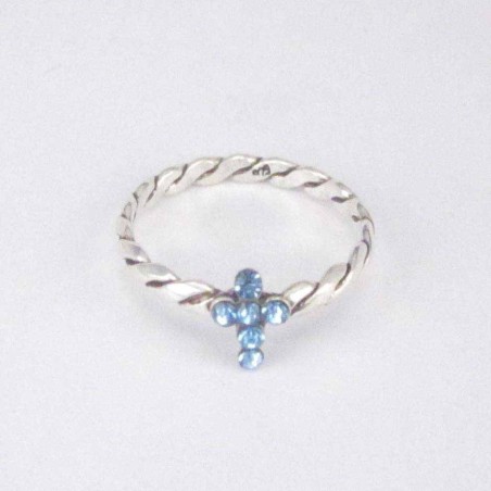 Ring with cross crystal Ligth Zafire color