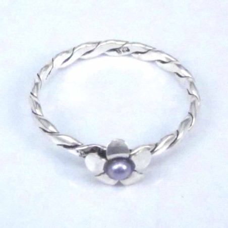 Ring with Flower crystal Purple color