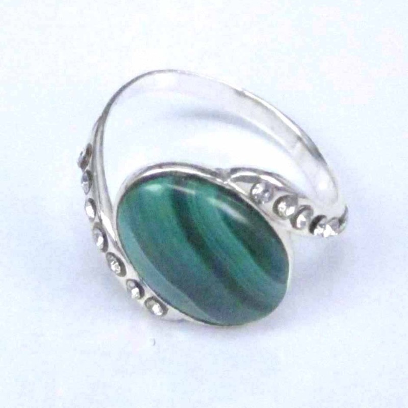 Ring Oval stone 10x14mm. with Crystal Malachite St Ring Oval stone 10x14mm. with Crystal Malachite St