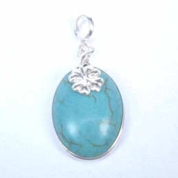Pend. Oval stone 15x20mm. with Trevol Turquoise