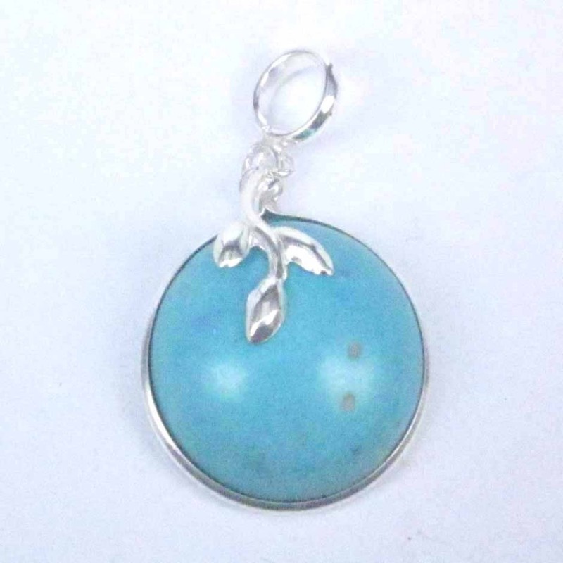 Ea Round stone 17mm. with plant Turquoise Stone