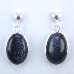 Ea Oval 10x14mm. with ball 4mm. Blue Gold Sun Ston