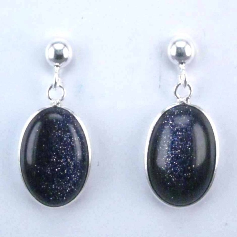 Ea Oval 10x14mm. with ball 4mm. Blue Gold Sun Ston