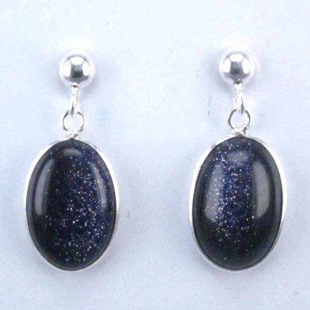 Ea Oval 10x14mm. with ball 4mm. Blue Gold Sun Ston