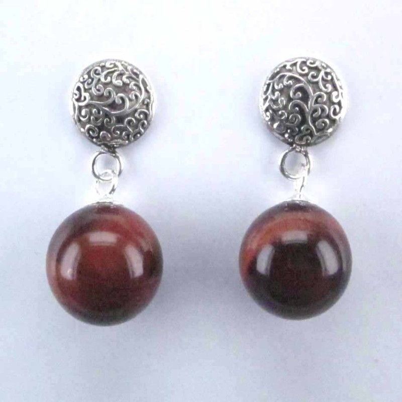 Ea Ball 10mm. with round plain 8mm. Red Tiger Eye