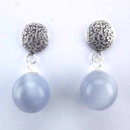 Ea Ball 10mm. with round plain 8mm. Cat Eye White