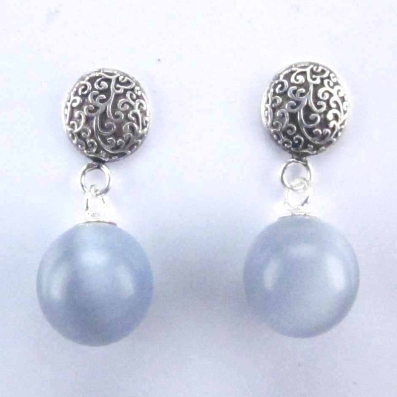 Ea Ball 10mm. with round plain 8mm. Cat Eye White