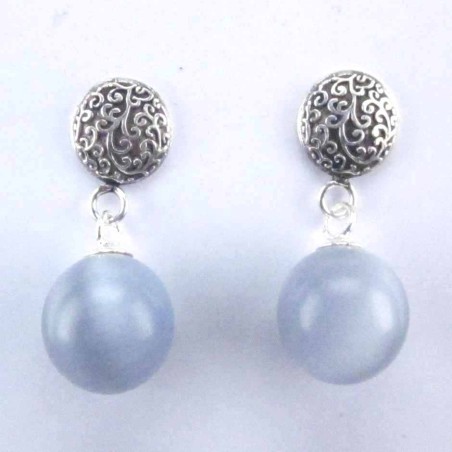 Ea Ball 10mm. with round plain 8mm. Cat Eye White