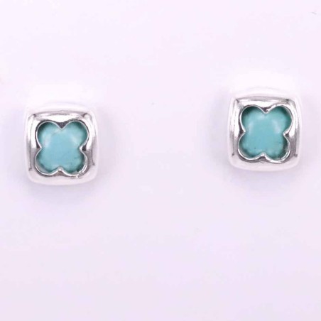 Ea Square 10mm. flower Turquoise Stone