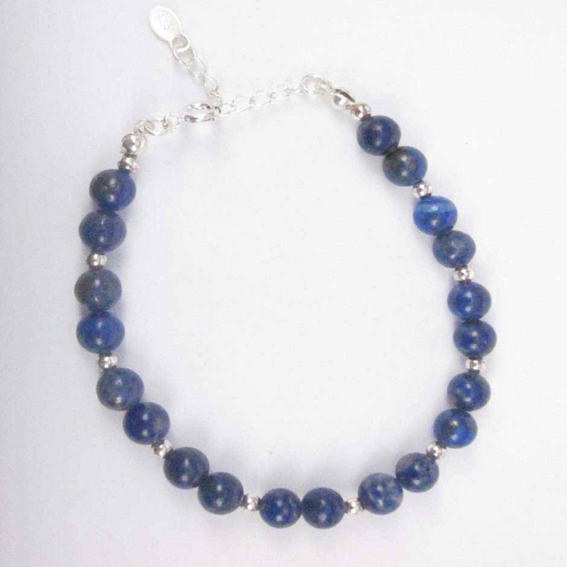 Bracelet Ball 6mm.with small ball plain Lapis Sto