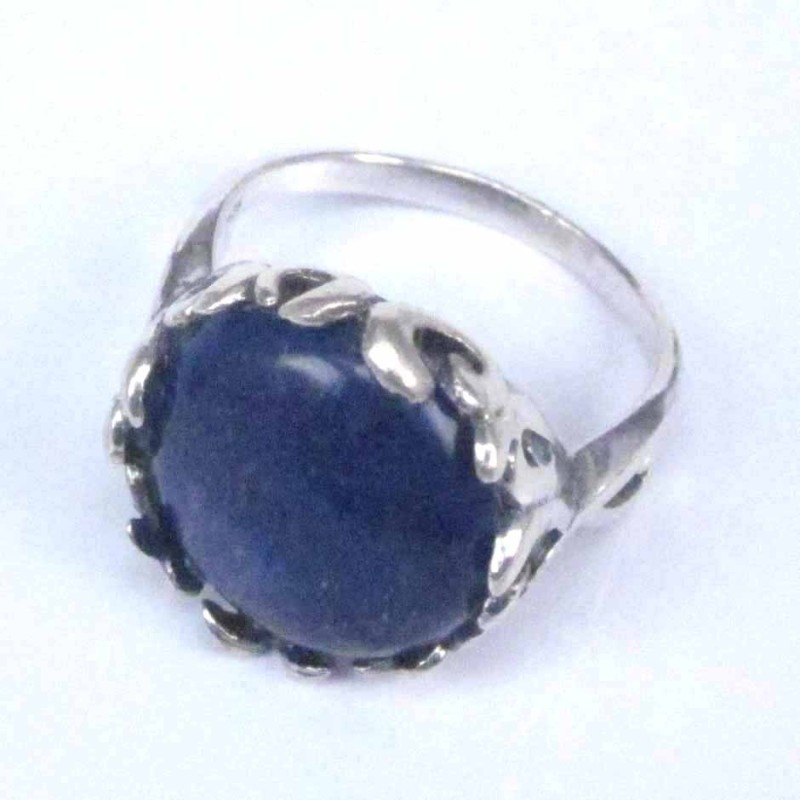 Ring Round 17mm. Waves Lapis Stone