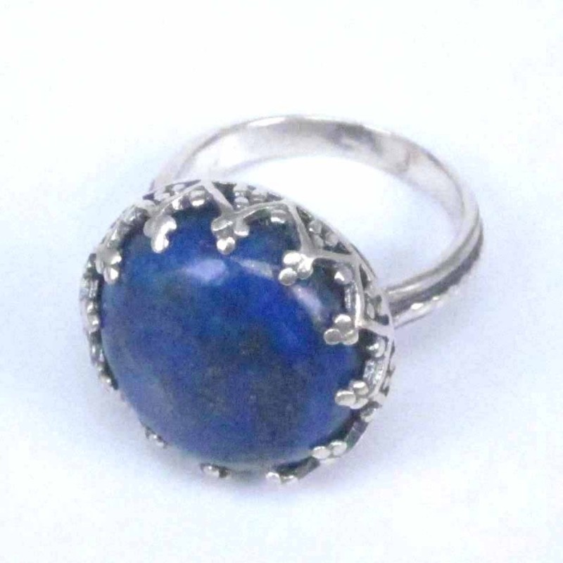 Ring Round 18mm. Big Crown Lapis Stone