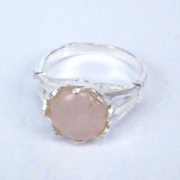 Ring Round 10mm. Crown Rose Quartz Stone