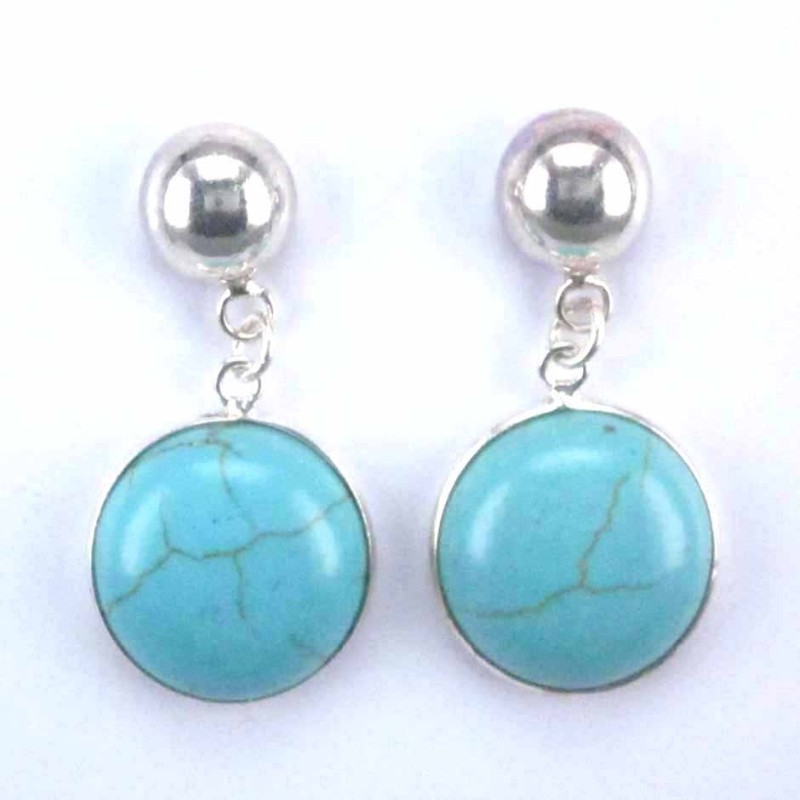 Ea Half Ball 8mm.with round 14mm. Turquoise Stone