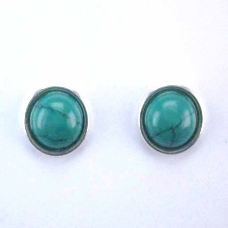 Earring Round 10mm. green Turquoise Color