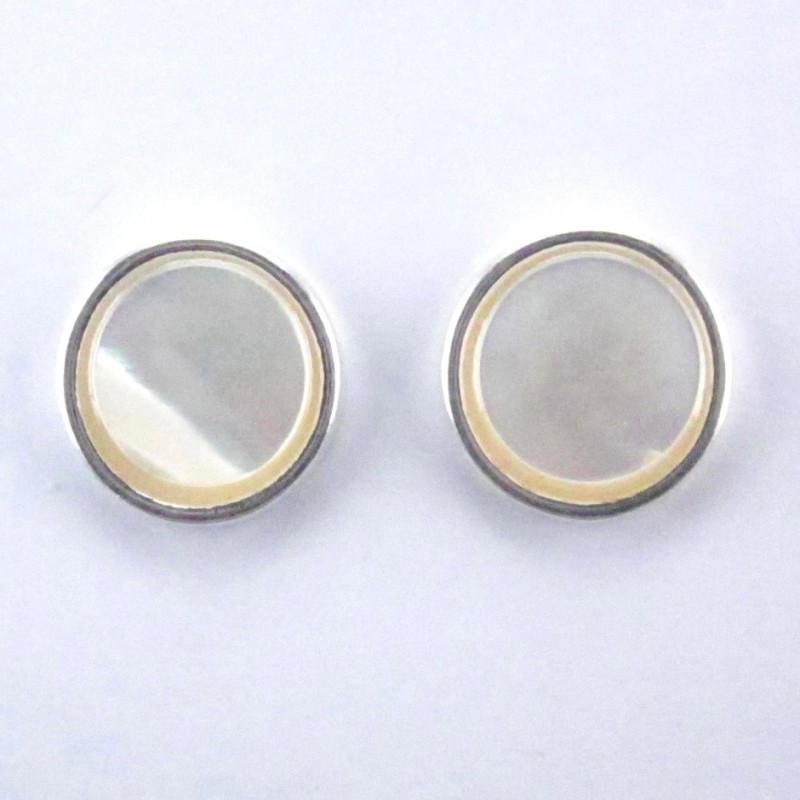 Earring Round 12mm. MOP Shell