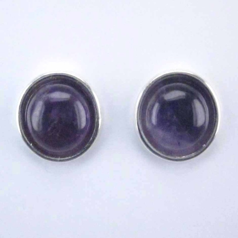 Earring Round 12mm. Ametisth Stone