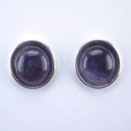 Earring Round 12mm. Ametisth Stone