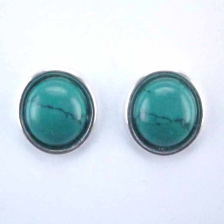 Earring Round 12mm. Green Turquoise Color