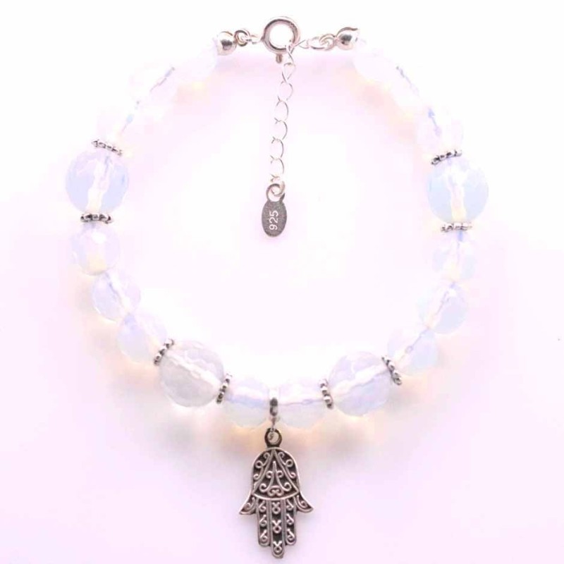 Bracelet Ball 8+10mm. with Hand Moon Stone Color