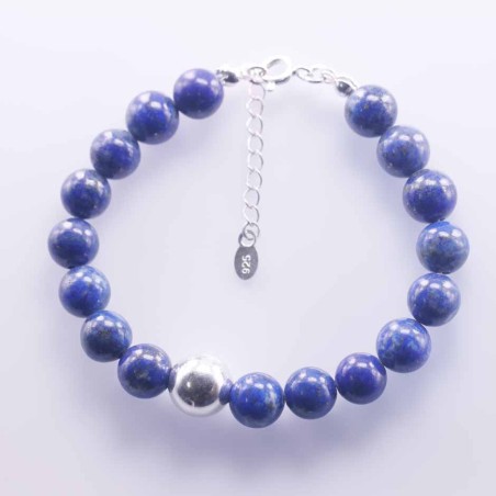 Bracelet Ball 6mm. with plain ball Lapis Stone