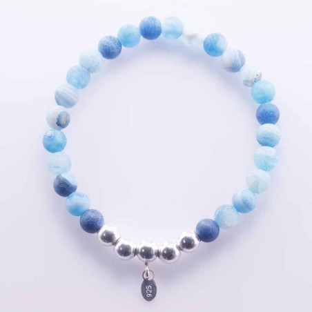 Bracelet Ball 6mm. with plain ball Agate Stone