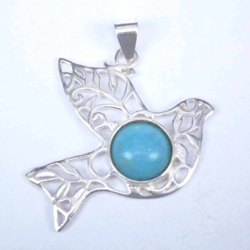 Pendant Pigeon with 10mm. Turquoise Stone