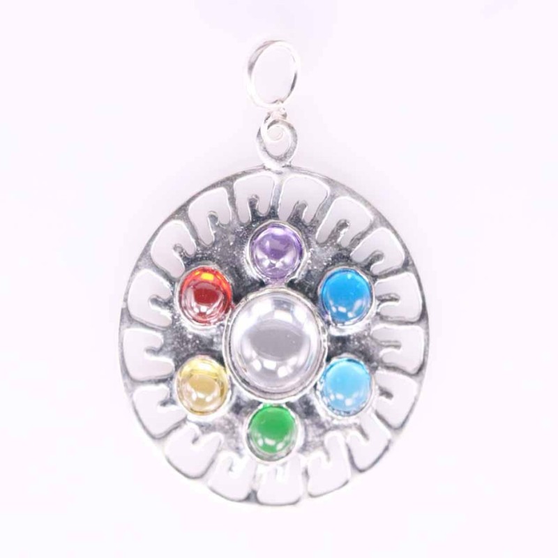 Pendant Round with Chakras Stones