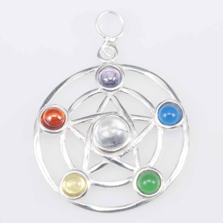 Pendant David Star Chakras Stones