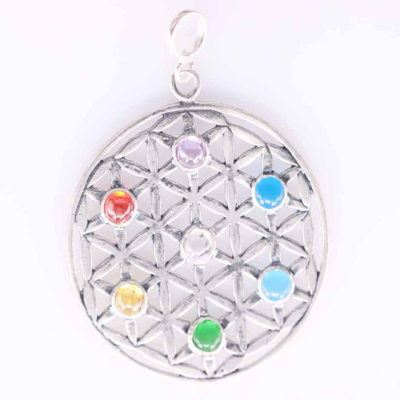 Pendant Round with Chakras Stones