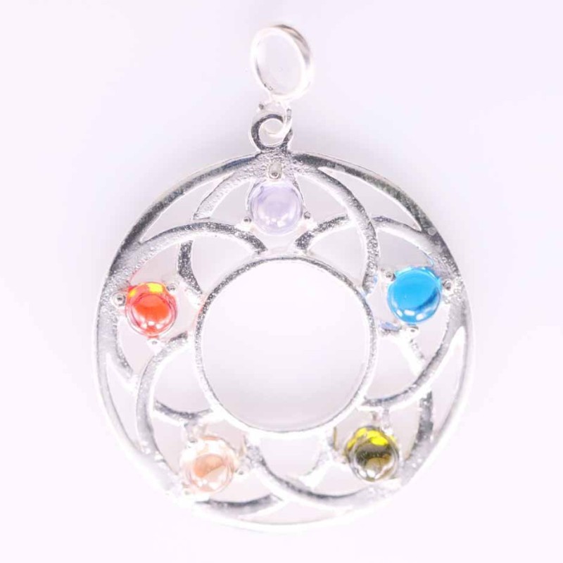 Pendant Round with Chakras Stones