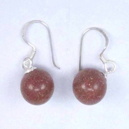 Earring Ball 10mm. Hook Gold Sun Stone