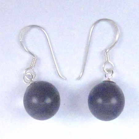 Earring Ball 10mm. Hook Cat Eye Stone Purple Color