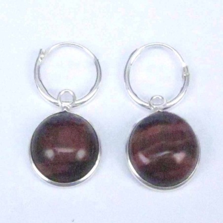 Earring Hoop 1.2X10mm.+Round 10mm. Red Tiyer Eye S