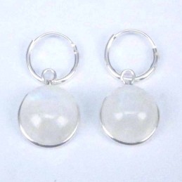 Earring Hoop 1.2X10mm.+Round 10mm. Moon Stone