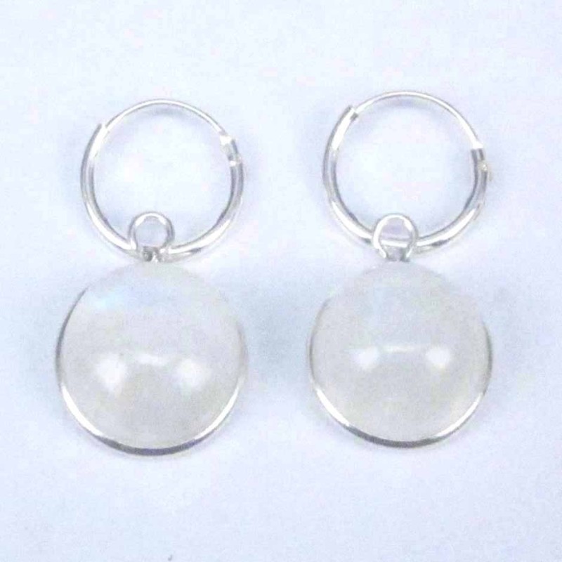 Earring Hoop 1.2X10mm.+Round 10mm. Moon Stone