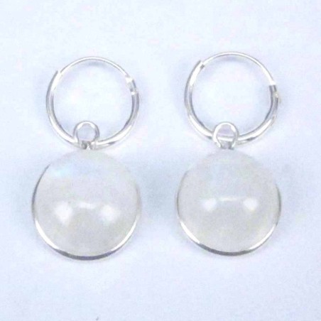 Earring Hoop 1.2X10mm.+Round 10mm. Moon Stone