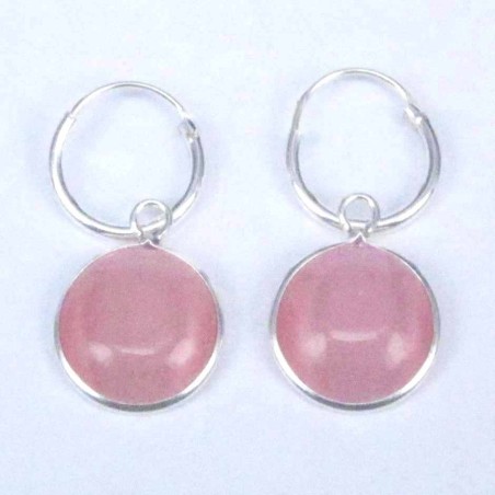 Earring Hoop 1.2X10mm.+Round 10mm. Cat Eye Rose Co