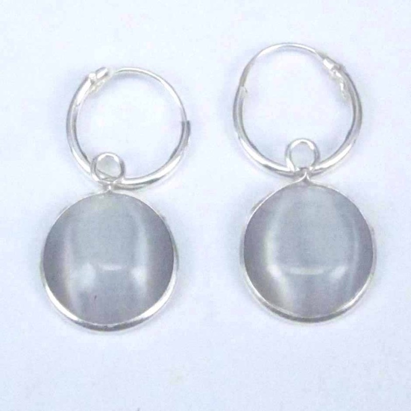 Earring Hoop 1.2X10mm.+Round 10mm. Cat Eye L.Grey