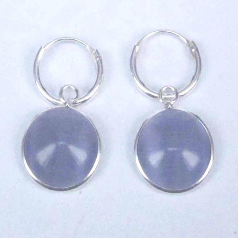 Earring Hoop 1.2X10mm.+Round 10mm. Cat Eye Purple