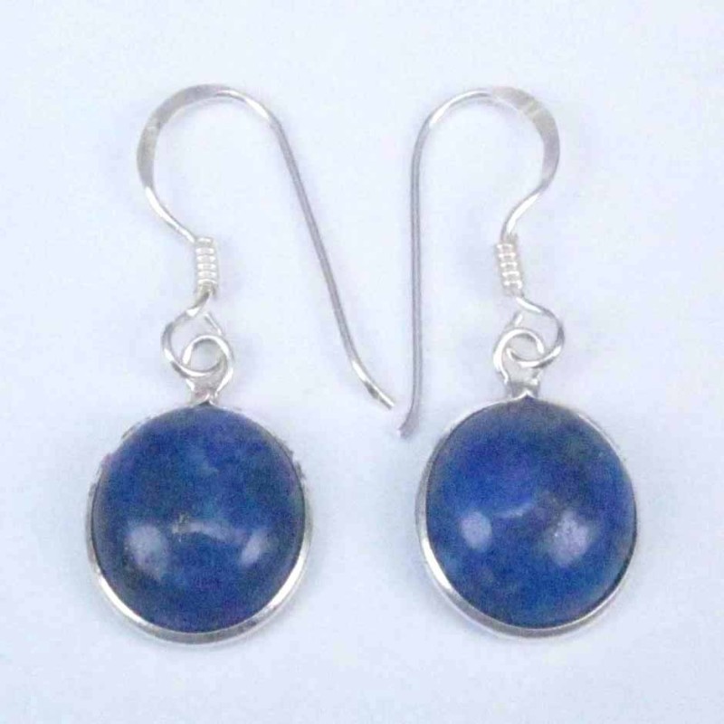 Earring Round 10mm. Lapis Stone Hoop