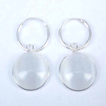 Earring Hoop 1.2X12mm.+Round 12mm. Cat Eye White s