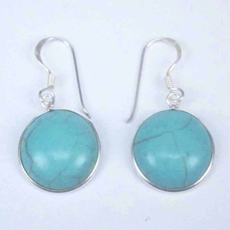 Earring Round 14mm. Turquoise Stone Hoop