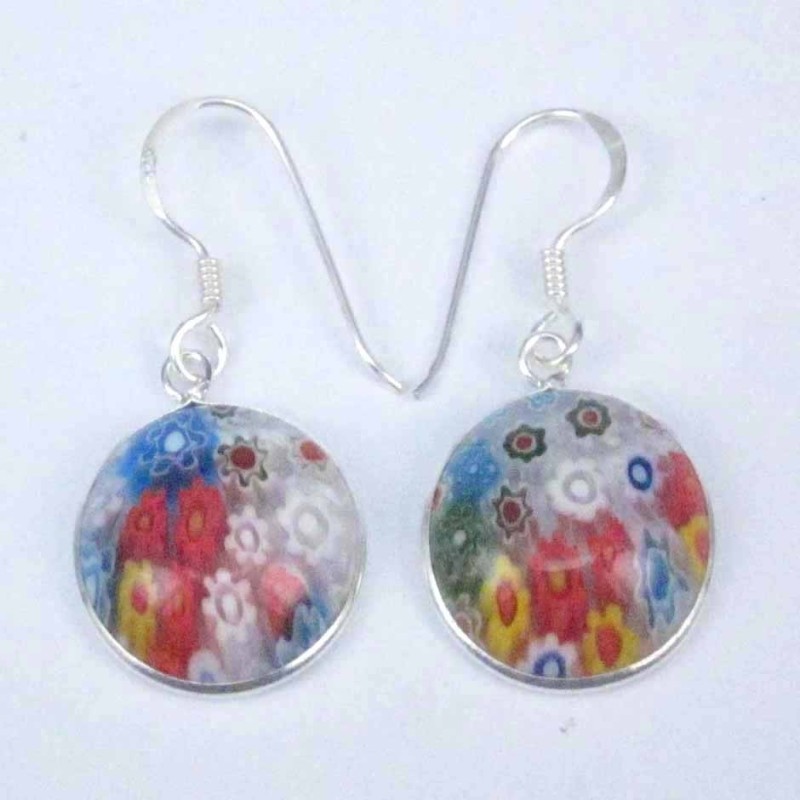 Earring Round 14mm.Murano Stone Hoop Earring Round 14mm.Murano Stone Hoop