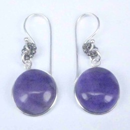 Earring Round 12mm. Ametisth Stone Hoop