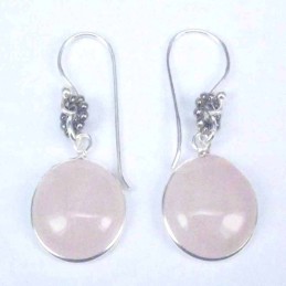 Earring Round 12mm. Rose Quartz Stone Hoop
