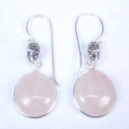 Earring Round 12mm. Rose Quartz Stone Hoop