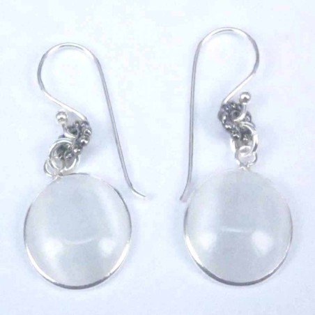 Earring Round 12mm.Cat Eye White Stone Hoop