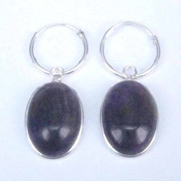 Earring Oval 10x14mm. Ametisth Stone Hoop